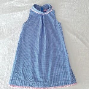 Lilly Pulitzer Girls Dress - Size 8 - Blue Gingham with Pink Detailing